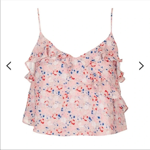 Topshop cropped ruffle cami top floral - Picture 2 of 5